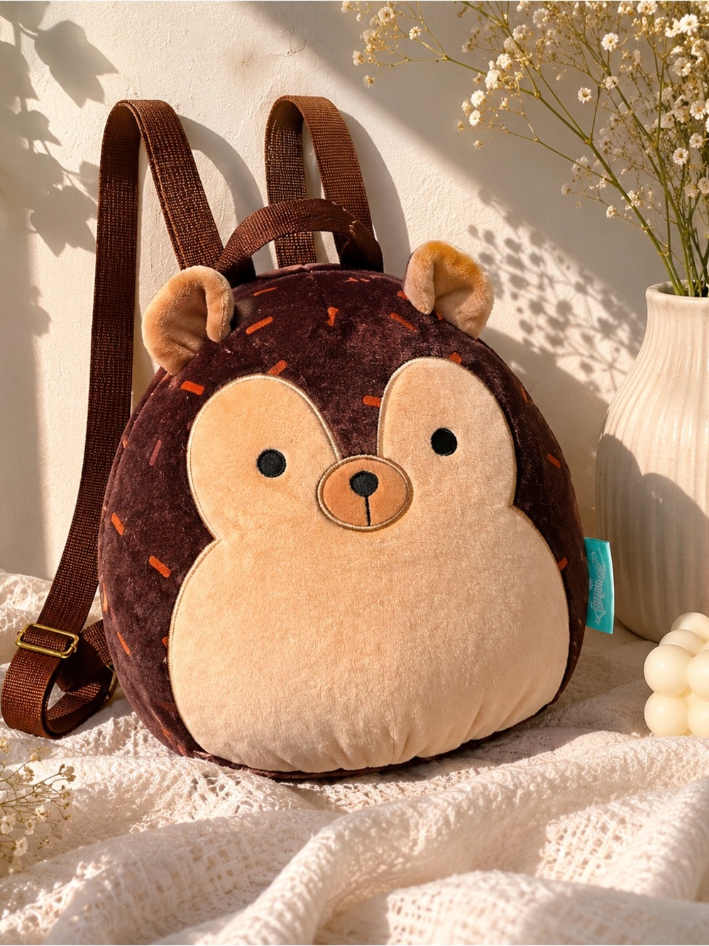 Squishmallows Fuzz-A-Mallows Bear Mini Plush Backpack Brown NWT Kids